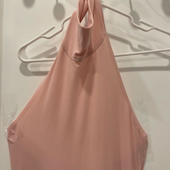 Norma Kamali X REVOLVE Halter Turtle Side Slit Gown in Blush.Size M - Picture 6 of 12